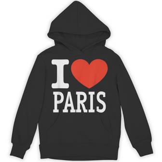 I Love Paris City Heart Graphic Souvenir Travel Hoodie - Thegiftio UK