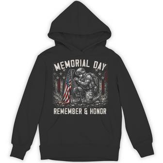Memorial Day Remember And Honor Us Flag Military Patriotic Hoodie | Mazezy