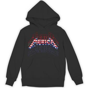 Merica Rock Sign 4Th Of July Vintage American Flag Usa Hoodie - Thegiftio UK