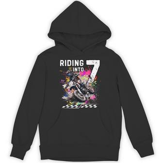 Motocross Birthday 7Th Year Old Riding Into 7 Mx Dirt Bike Hoodie - Thegiftio UK