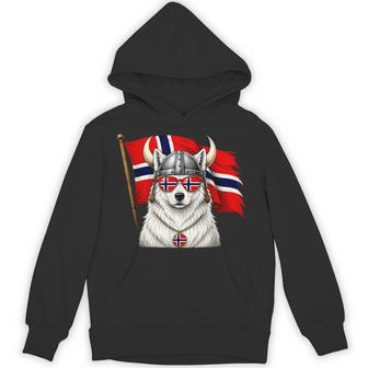 Norway Flag Norge Fan Cool White Dog Norwegian Pride Hoodie | Seseable UK