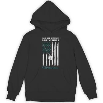 Not All Wounds Are Visible Usa Flag Ptsd Awareness Hoodie - Thegiftio UK