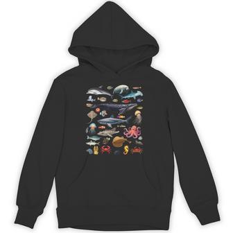 Ocean Creatures Ocean Life Exploration Sea Animals Wildlife Hoodie - Monsterry