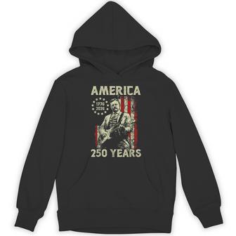 Theodore Roosevelt Playing Guitar America 250 Years Usa Flag Hoodie - Thegiftio UK