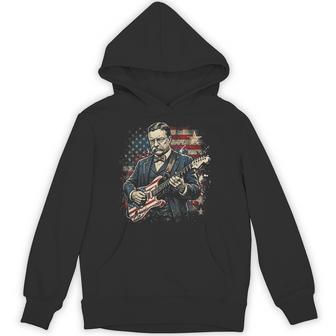 Theodore Roosevelt President Playing Guitar Us Flag July 4Th Hoodie - Thegiftio UK