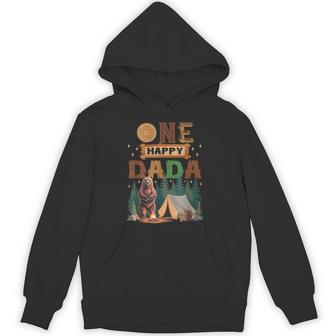 One Happy Dada Camper 1St Birthday Camping Bear Hoodie - Thegiftio UK