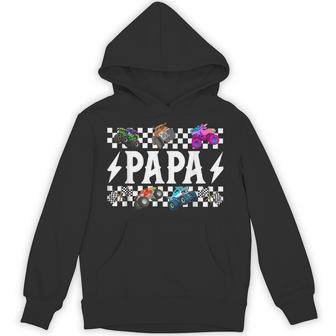 Papa Retro Monster Truck Family Crew Birthday Matching Hoodie - Thegiftio UK