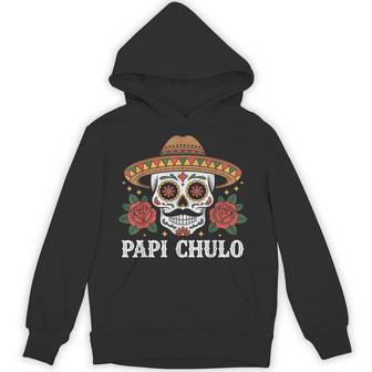 Papi Chulo Mexican Sugar Skull With Roses Cinco De Mayo Hoodie - Thegiftio