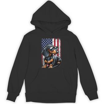 Patriotic Dachshund American Flag 4Th Of July Wiener Dog Hoodie - Thegiftio UK