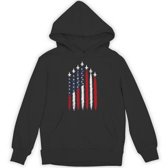 Patriotic Red White Blue American Flag Fighter Jets 4Th July Hoodie - Thegiftio UK