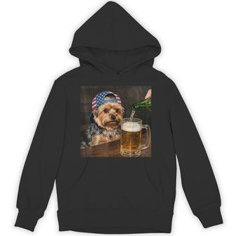 Patriotic Yorkie Drinking Beer Dog Meme Hoodie - Thegiftio UK