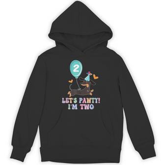 Lets Pawty I'm Two Dachshunds Dog Birthday 2 Year Old Hoodie - Thegiftio UK