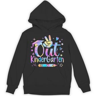 Peace Out Kindergarten Cute Tie Dye Last Day Of School Hoodie - Thegiftio UK
