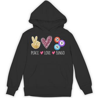 Peace Love Bingo Bingo Lover Gambler Gambling Hoodie - Monsterry