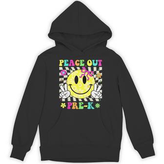 Peace Out Pre-K Last Day Of Pre-K Bow Smile Face Hoodie - Thegiftio UK