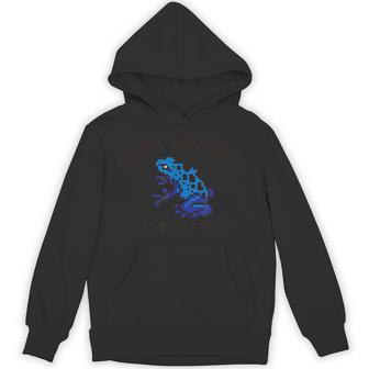 Pixel Animals Bluepoisondartfrog ピクセルアニマルズ コバルトヤドクガエル 黒フォント パーカー - Kawaiitshirt