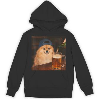 Pomeranian Drinking Beer Fathers Day Dog Meme Hoodie | Mazezy