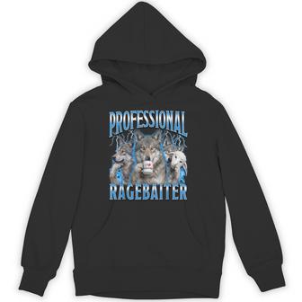 Professional Ragebaiter Wolf Meme Internet Troll Hoodie - Thegiftio UK