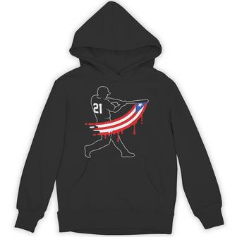 Puerto Rico 21 Baseball Silhouette Player Puerto Rican Flag Hoodie - Thegiftio UK