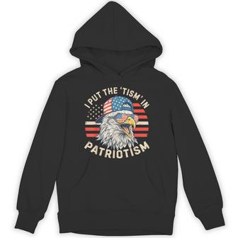 I Put The Tism In Patriotism Athletic Eagle 4Th Of July Kids Hoodie - Monsterry