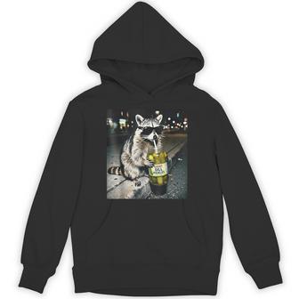 Raccoon Drinking Pickles Urban Animal Sunglasses Hoodie - Thegiftio