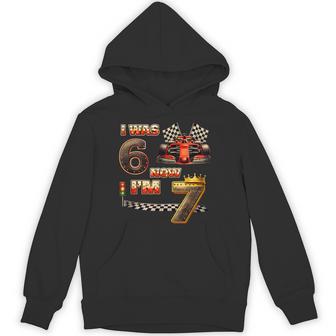Racing Car Birthday Boy I Was 6 Now I'm 7 Six Seven 67 Hoodie - Thegiftio UK