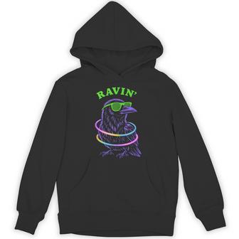 Ravin Raven Edm Techno Party Raver Psychedelic Halloween Hoodie - Thegiftio UK