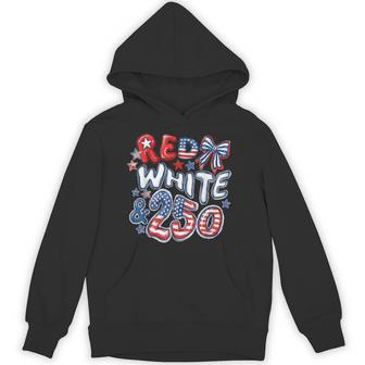 Red White And 250 Coquette Preppy 4Th Of July Hoodie - Thegiftio UK