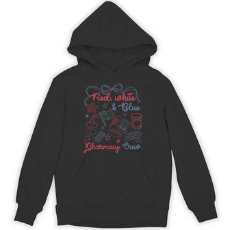 Red White & Blue Pharmacy Crew Bow 4Th Of July Hoodie - Thegiftio UK