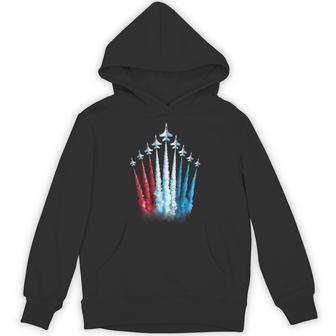 Red White Blue American Us Flag Fighter Jet 4Th Of July Boys Hoodie - Thegiftio UK