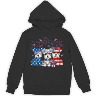 Red White Blue Schnauzer Dog Lovers Usa Flag 4Th Of July Hoodie - Thegiftio UK