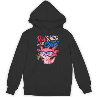 Red White And Cute Axolotl Patriotic Fourth Of July Hoodie - Thegiftio UK