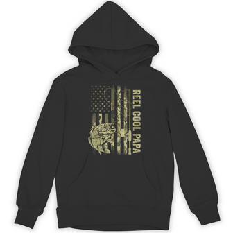 Reel Cool Papa Fishing Father's Day Fisherman Fish Us Flag Hoodie - Thegiftio UK