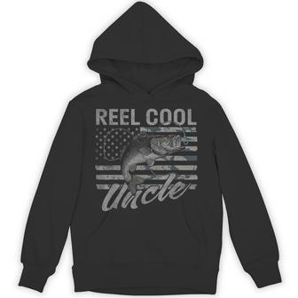Reel Cool Uncle Camo American Flag Bass Fishing Hoodie | Seseable UK