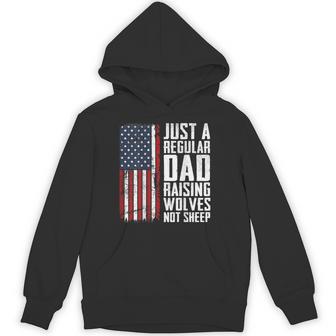Regular Dad Raising Wolves Not Sheep Fathers Day On Back Hoodie - Thegiftio UK