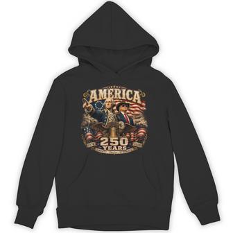 Retro America Washington Trump 1776 2026 250 Years Us Flag Hoodie - Thegiftio UK