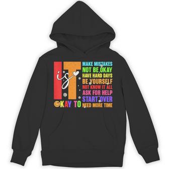 Retro It's Okay To Make Mistakes Be Yourself Mental Health Hoodie - Thegiftio UK