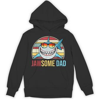 Retro Jawsome Dad Shark Fathers Day Family Daddy Papa Hoodie - Thegiftio UK