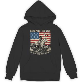 Ride Free 1776 2026 Usa 250 Years Patriotic Cowboy Hoodie - Thegiftio UK