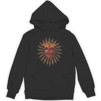 Sacred Heart Of Jesus Catholic Vintage Heart Christ Hoodie - Thegiftio UK