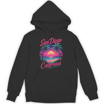San Diego California Retro Vintage Sunset Hoodie - Thegiftio UK