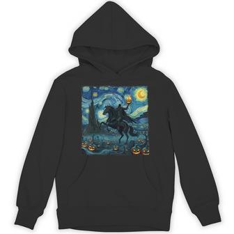 Scary Pumpkin Headless Horseman Halloween Starry Night Hoodie - Thegiftio UK