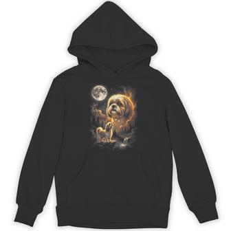Shih Tzu Howling To The Moon Retro Vintage 90S Dog Hoodie - Thegiftio UK