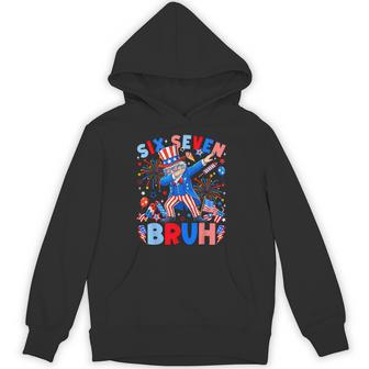 Six Seven Bruh Dabbing Uncle Sam 67 4Th Of July Boys Kid Hoodie - Monsterry