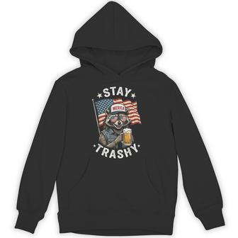 Stay Trashy Merica Raccoon Beer 4Th Of July Hoodie - Thegiftio UK