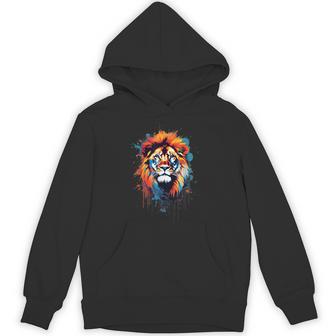Strong Regal Lion Magestic Lion クールカラフルライオンステンシル パーカー - Kawaiitshirt
