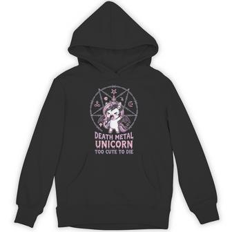 Too Cute To Die Death メタルユニコーン パーカー - Kawaiitshirt