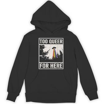 Too Queer For Here シャツ Gay Pride Alien Ufo パーカー - Kawaiitshirt