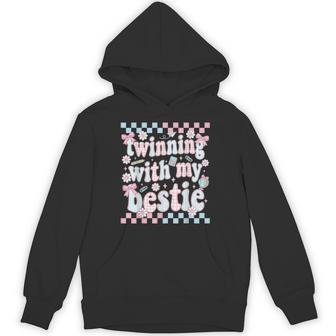 Twinning With My Bestie Matching Twins Day Preppy Matching Hoodie - Thegiftio UK