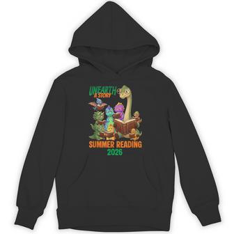Unearth A Story Summer Reading 2026 Dinosaur Bookworm Hoodie - Monsterry